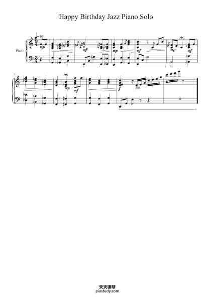 “Happy Birthday Jazz Piano Solo”钢琴谱-Misc Traditional-免费下载-天天钢琴