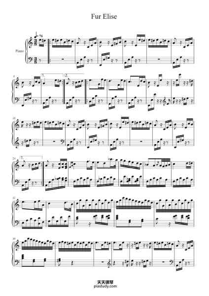 “Für Elise, WoO 59”钢琴谱-Ludwig van Beethoven-免费下载-天天钢琴