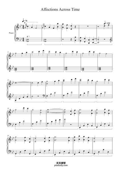 “Affections Across Time”钢琴谱-Arr. by PianoRoomNo.1 Original Music by 和田薰-免费下载-天天钢琴
