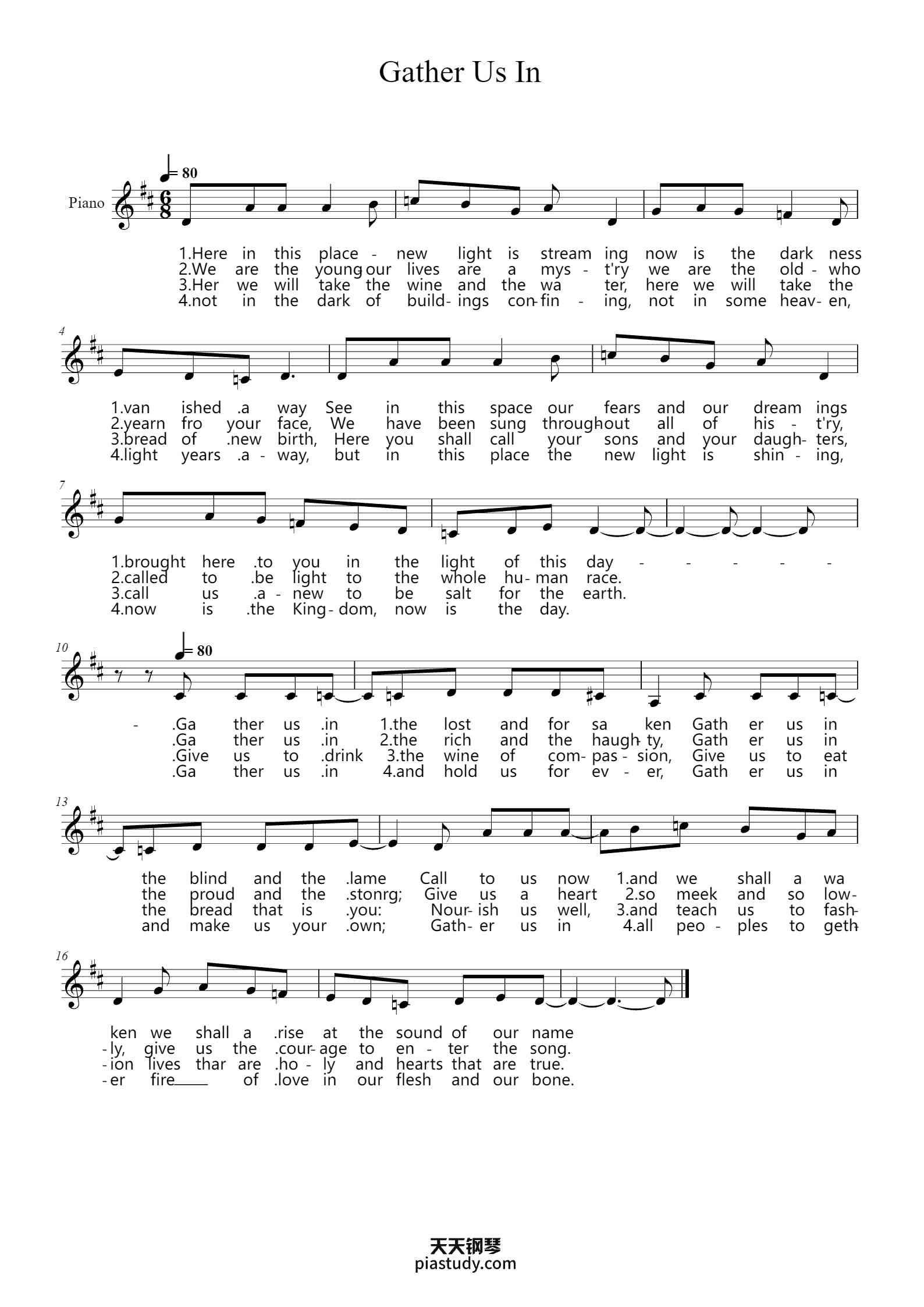 'Gather Us In' - Piano Sheet Music By Marty Haugen | TOPiano