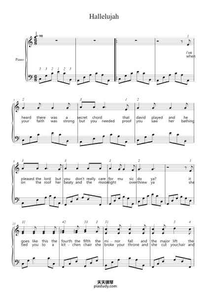 “Hallelujah”钢琴谱-xxx-免费下载-天天钢琴
