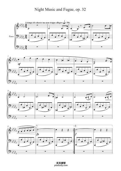 “Night Music and Fugue, Op. 32”钢琴谱-Leanne Holloway-免费下载-天天钢琴