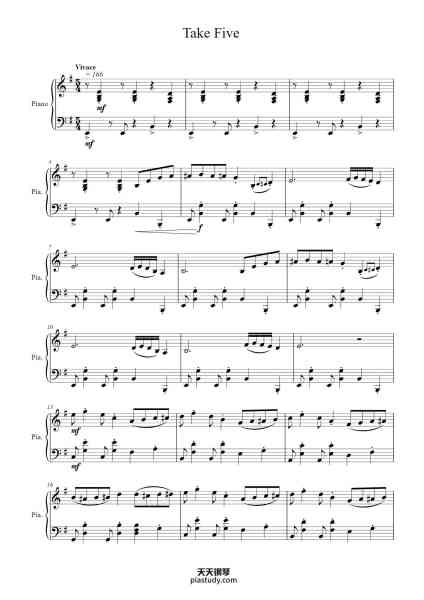 “Take Five”钢琴谱-Dave Brubeck-免费下载-天天钢琴