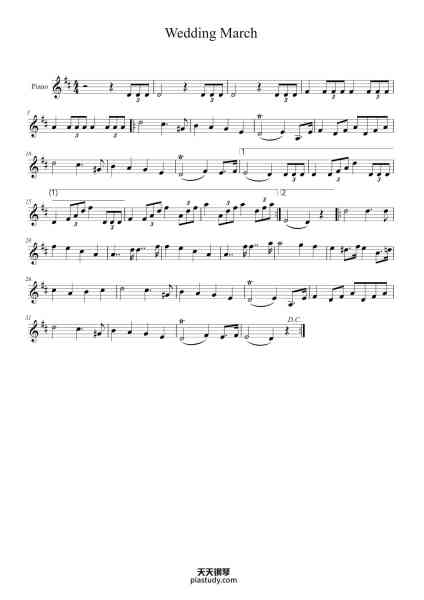 “Wedding March”钢琴谱-Mendelssohn/arr. Ries-免费下载-天天钢琴