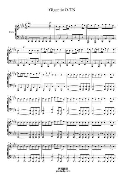 “Gigantic O.T.N”钢琴谱-Transcribed and arranged by Sushimad-免费下载-天天钢琴
