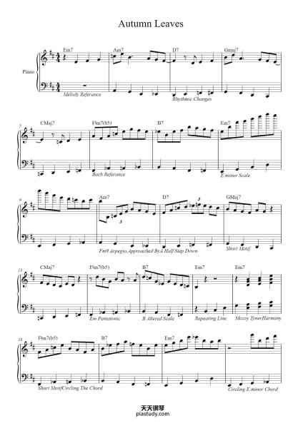 “Autumn Leaves”钢琴谱-Joseph Kosma-免费下载-天天钢琴