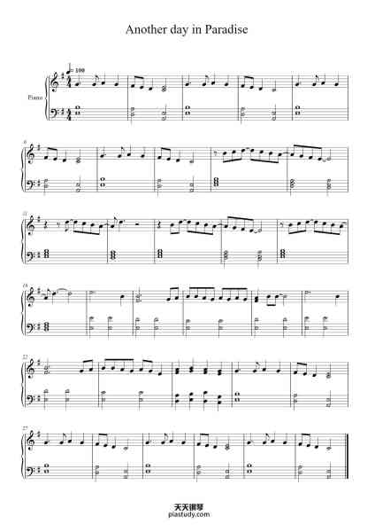 “Another day in Paradise”钢琴谱-PHIL COLLINS-免费下载-天天钢琴