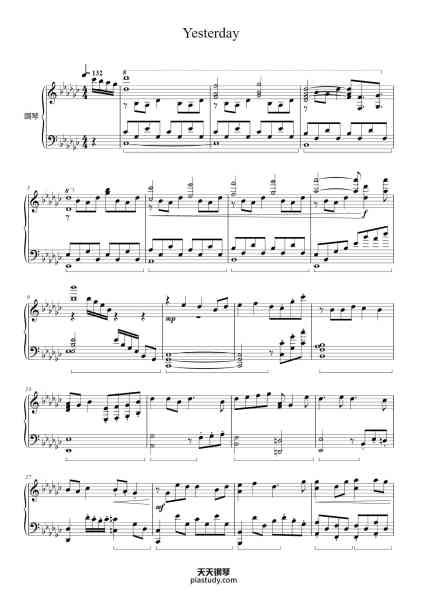 “Yesterday”钢琴谱-Michael Lai1-免费下载-天天钢琴