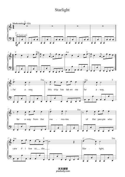“Starlight”钢琴谱-Words and Music by
MATTHEW BELLAMY-免费下载-天天钢琴