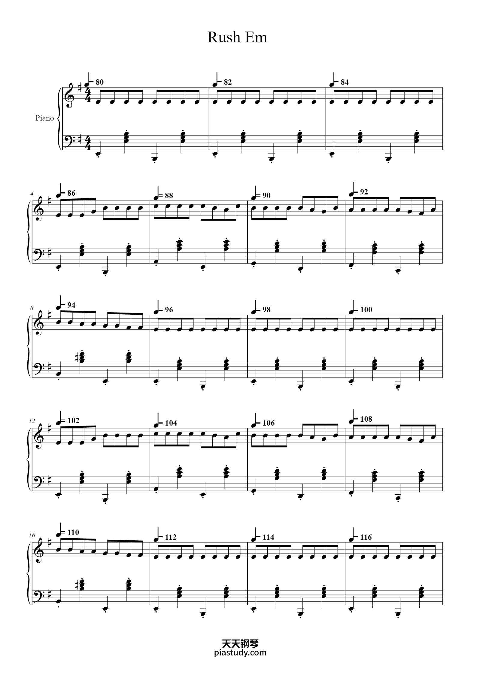 Rush Em钢琴谱 - Mic De Villa - free piano sheet music - PiaNoproblem