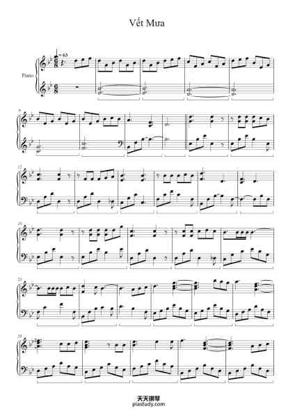 “Vết Mưa”钢琴谱-Penck Wheedon-免费下载-天天钢琴