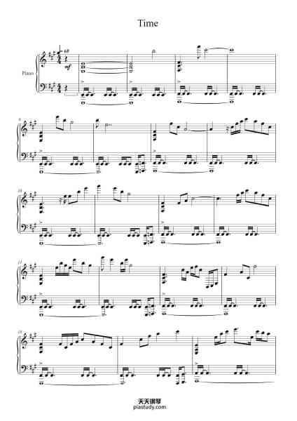 “Time”钢琴谱-Pink Floyd-免费下载-天天钢琴