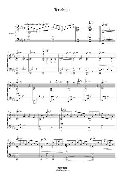 “Tenebrae”钢琴谱-Yoko Shimomura-免费下载-天天钢琴