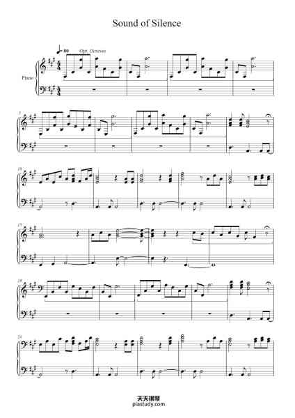 “Sound of Silence”钢琴谱-Originally Simon and Garfunkel-免费下载-天天钢琴