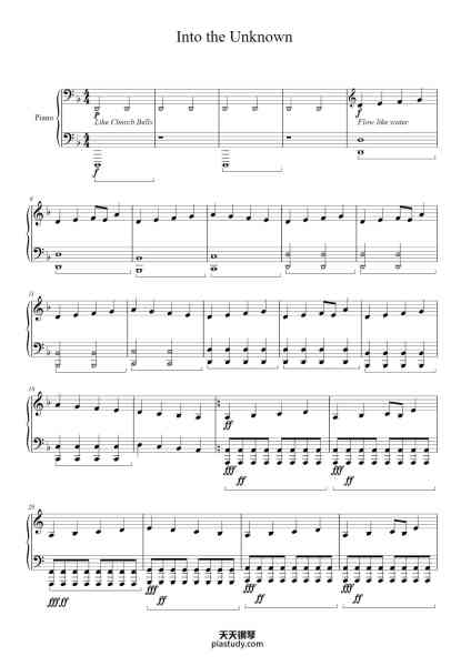 “Into the Unknown”钢琴谱-arr: Kai Thompson-免费下载-天天钢琴