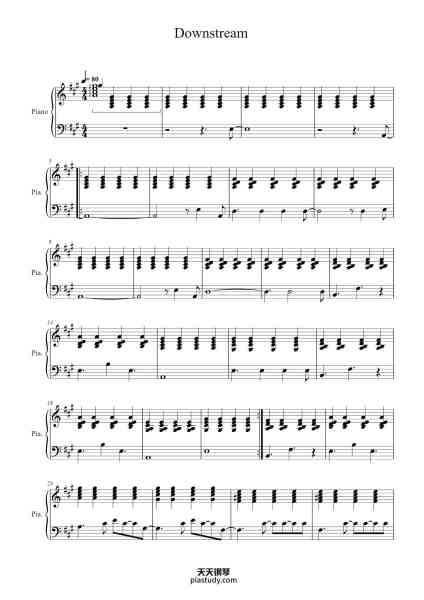 “Downstream”钢琴谱-Rick Davies-免费下载-天天钢琴