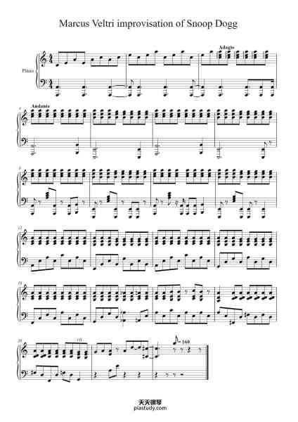 “Marcus Veltri improvisation of Snoop Dogg”钢琴谱-Dr. Dre-免费下载-天天钢琴