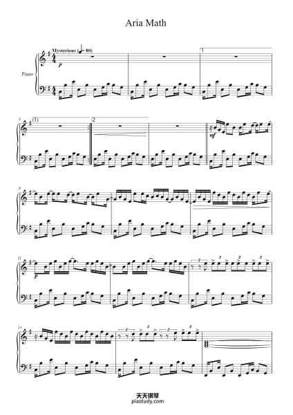 “Aria Math”钢琴谱-Markus "Notch" Persson-免费下载-天天钢琴