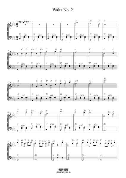 “Waltz No. 2 from Suite for Variety Orchestra”钢琴谱-Shostakovich-免费下载-天天钢琴