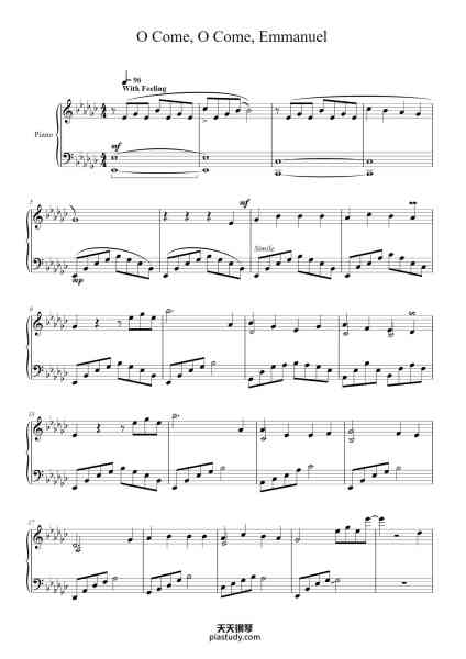 “O Come, O Come, Emmanuel”钢琴谱-Matthew Baumler-免费下载-天天钢琴