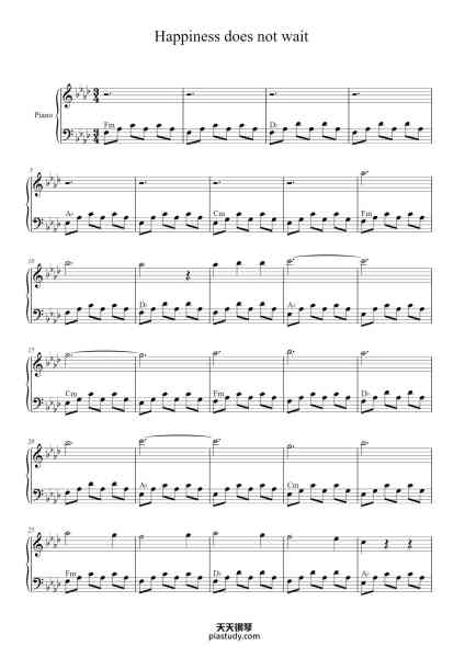 “Happiness does not wait”钢琴谱-Olafur Arnalds-免费下载-天天钢琴