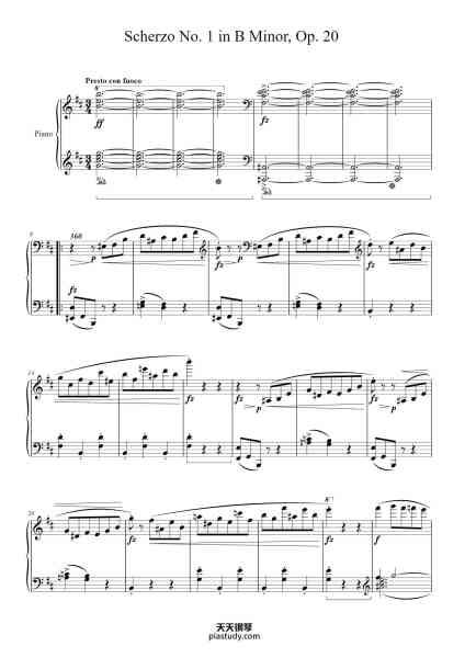 “Scherzo No. 1 in B Minor, Op. 20”钢琴谱-Frédéric François Chopin (1810–1849)-免费下载-天天钢琴