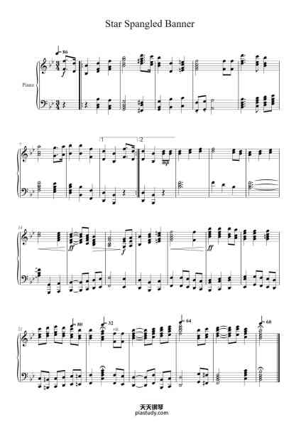 “The Star-Spangled Banner for Solo Piano”钢琴谱-Bithune-免费下载-天天钢琴