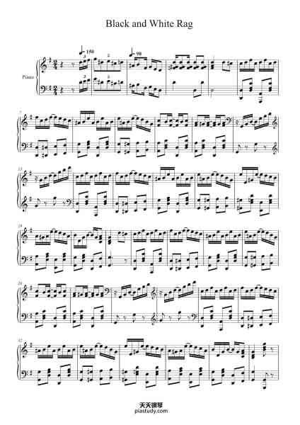 “Black and White Rag”钢琴谱-George Botsford-免费下载-天天钢琴