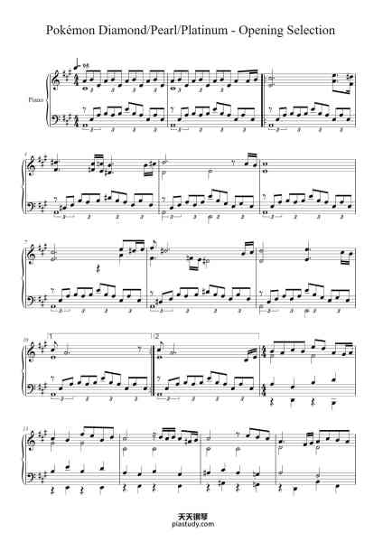 “Pokémon Diamond/Pearl/Platinum - Opening Selection”钢琴谱-Paunix-免费下载-天天钢琴