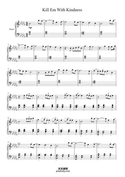 “Kill Em With Kindness”钢琴谱-Arr. Hugo Sellerberg-免费下载-天天钢琴