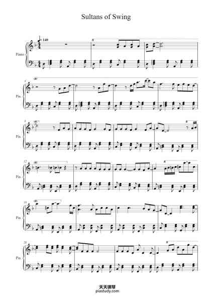 “Sultans of Swing”钢琴谱-Solo Piano Arrangement-免费下载-天天钢琴