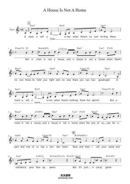 “A House Is Not A Home”钢琴谱-Burt Bacharach-免费下载-天天钢琴