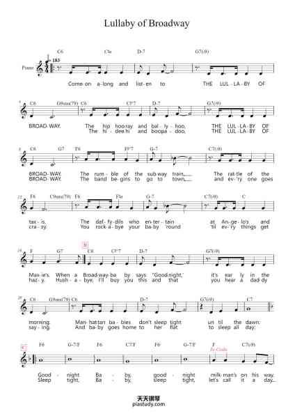 “Lullaby of Broadway”钢琴谱-Harry Warren-免费下载-天天钢琴