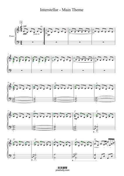 “Interstellar - Main Theme”钢琴谱-Hans Zimmer-免费下载-天天钢琴