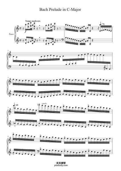 “Prelude in C Major, BWV 564: I. Prelude (from Toccata, Adagio and Fugue in C Major for Organ)”钢琴谱-Johann Sebastian Bach-免费下载-天天钢琴