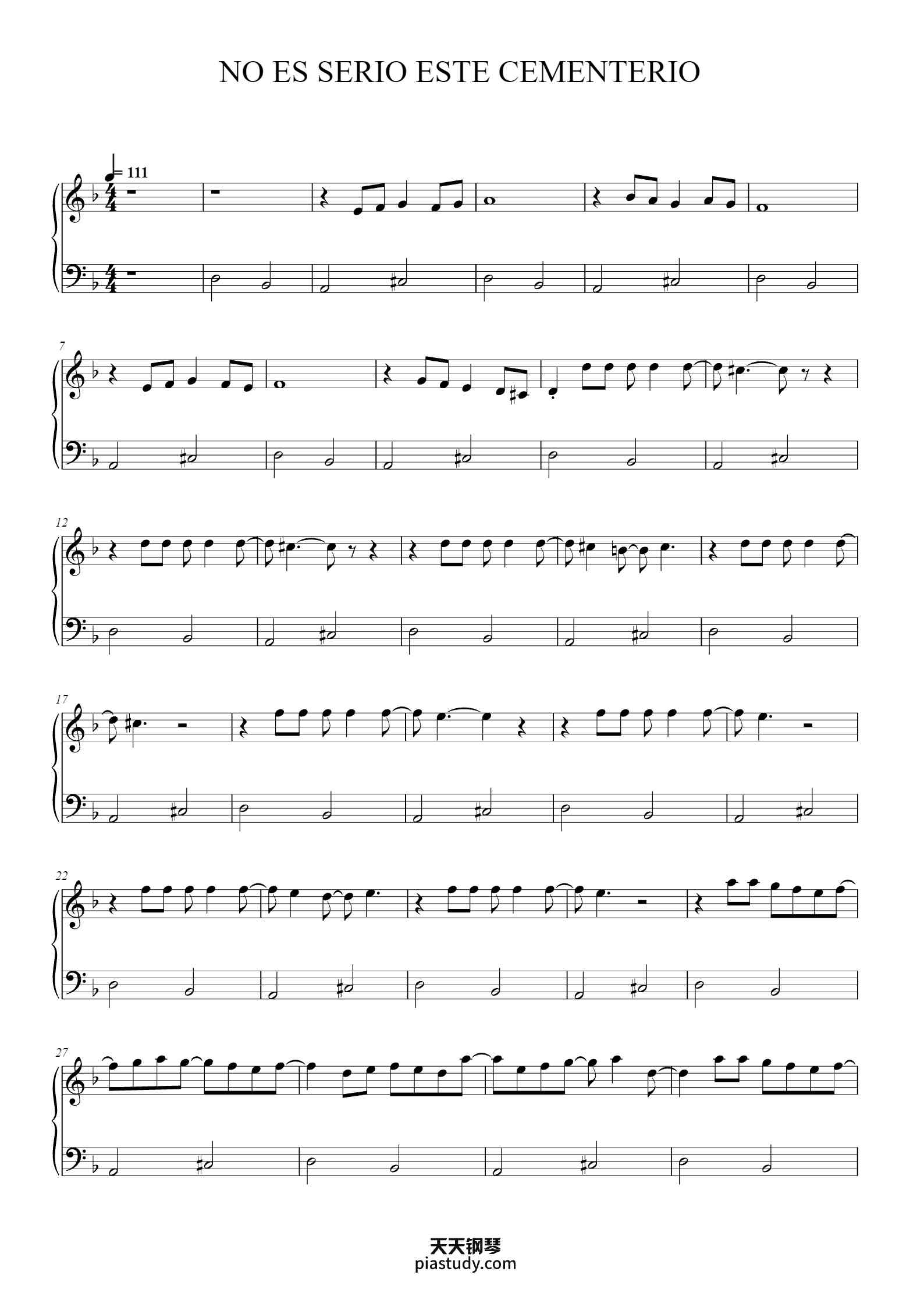 'NO ES SERIO ESTE CEMENTERIO' - Piano Sheet Music By José María Cano ...