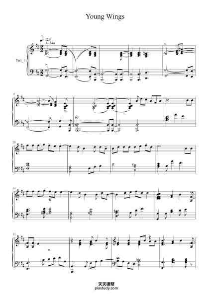 “Young Wings”钢琴谱-Arranged by Tofu Tree-免费下载-天天钢琴