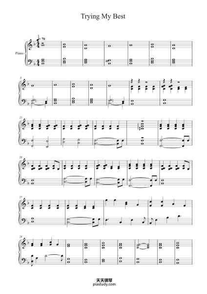 “Trying My Best”钢琴谱-Popclare Thakim-免费下载-天天钢琴