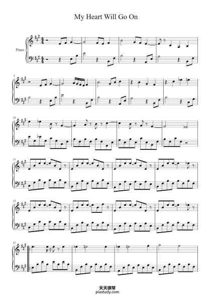 “My Heart Will Go On”钢琴谱-Celine Dion-免费下载-天天钢琴