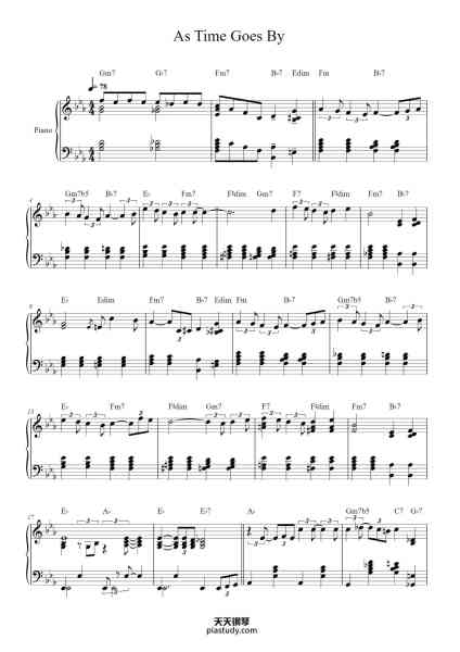 “As Time Goes By”钢琴谱-Music By Herman Hupfelt
Arranged By Shuko Sakamoto -免费下载-天天钢琴