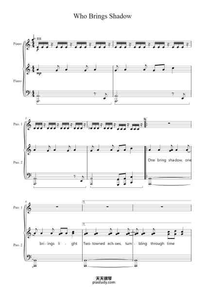 “Who Brings Shadow”钢琴谱-Composed By Masayoshi Soken-免费下载-天天钢琴