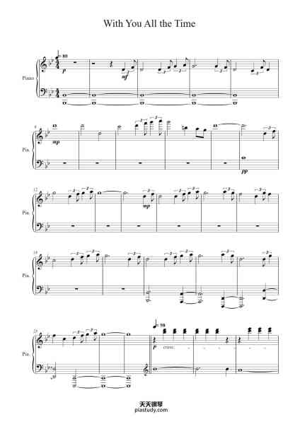 “With You All the Time”钢琴谱-Alice and Jack-免费下载-天天钢琴