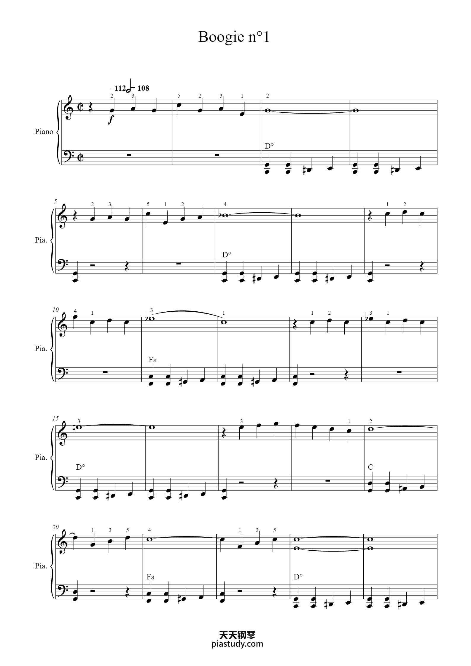'Boogie n°1' - Piano Sheet Music By Gerald Martin (Denes Agay) | TOPiano