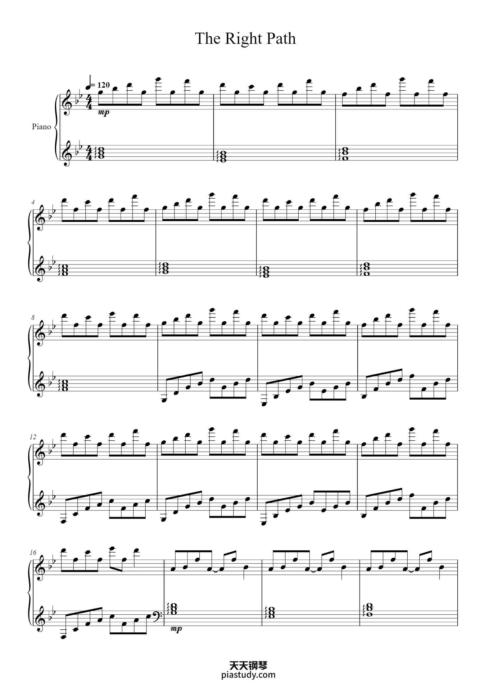 《The right path》极度治愈纯音乐，整体849难度钢琴谱 - Thomas Greenberg - free piano ...