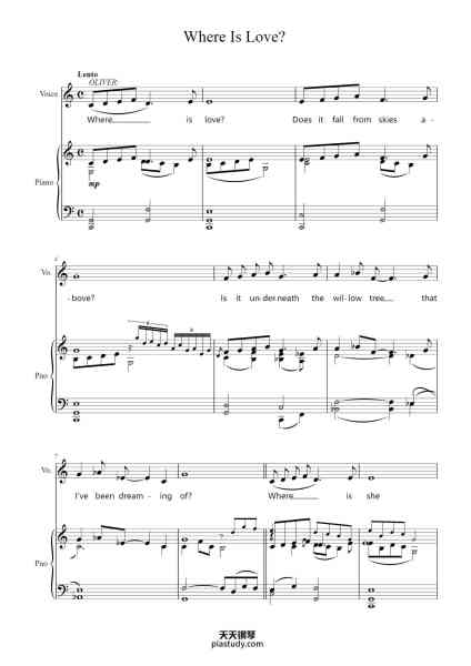 “Where Is Love?”钢琴谱-Words and Music by
LIONEL BART     -免费下载-天天钢琴