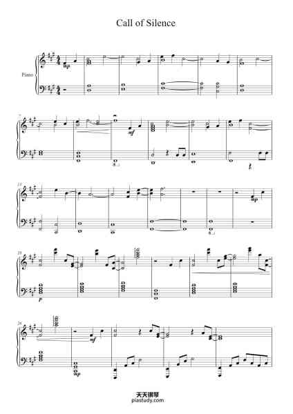 “Call of Silence”钢琴谱-Hiroyuki Sawano
Transcribed by David-免费下载-天天钢琴