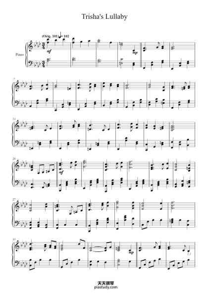 “Trisha's Lullaby”钢琴谱-Lindkeats Lambo'neil-免费下载-天天钢琴