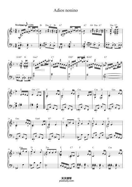 “Adios nonino”钢琴谱-By YVES PAUL MARTIAL PUECH
 and ASTOR PIAZZOLLA-免费下载-天天钢琴