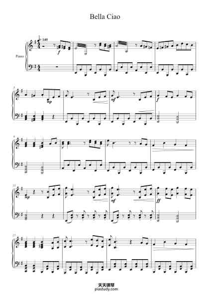 “Bella Ciao”钢琴谱-Jackdean-免费下载-天天钢琴