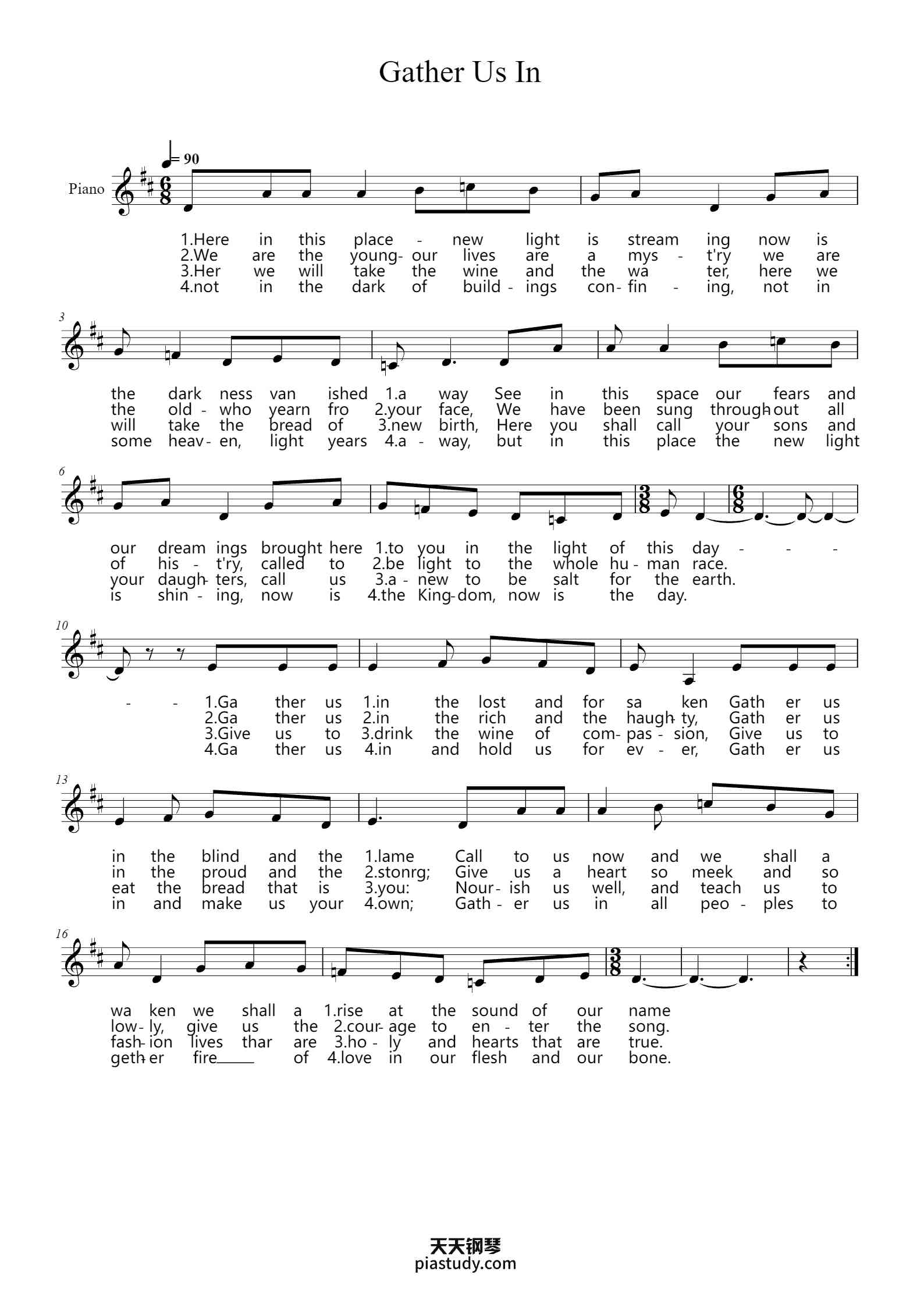 'Gather Us In' - Piano Sheet Music By Marty Haugen | TOPiano
